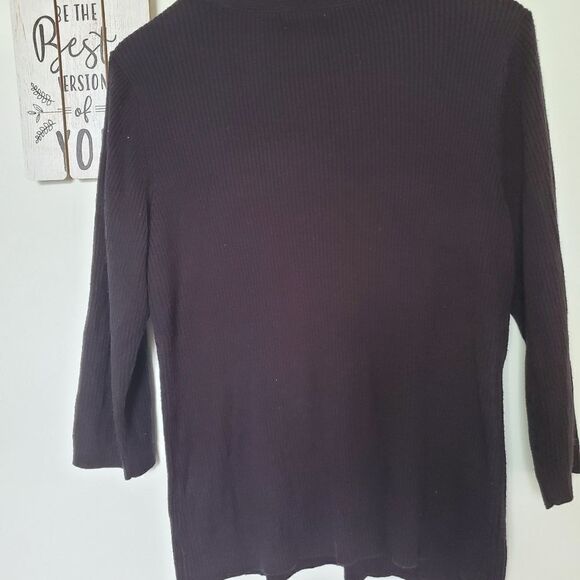Croft and Barrow Black Long Sleeve Vneck Knit Sweater Size XL - Picture 7 of 8
